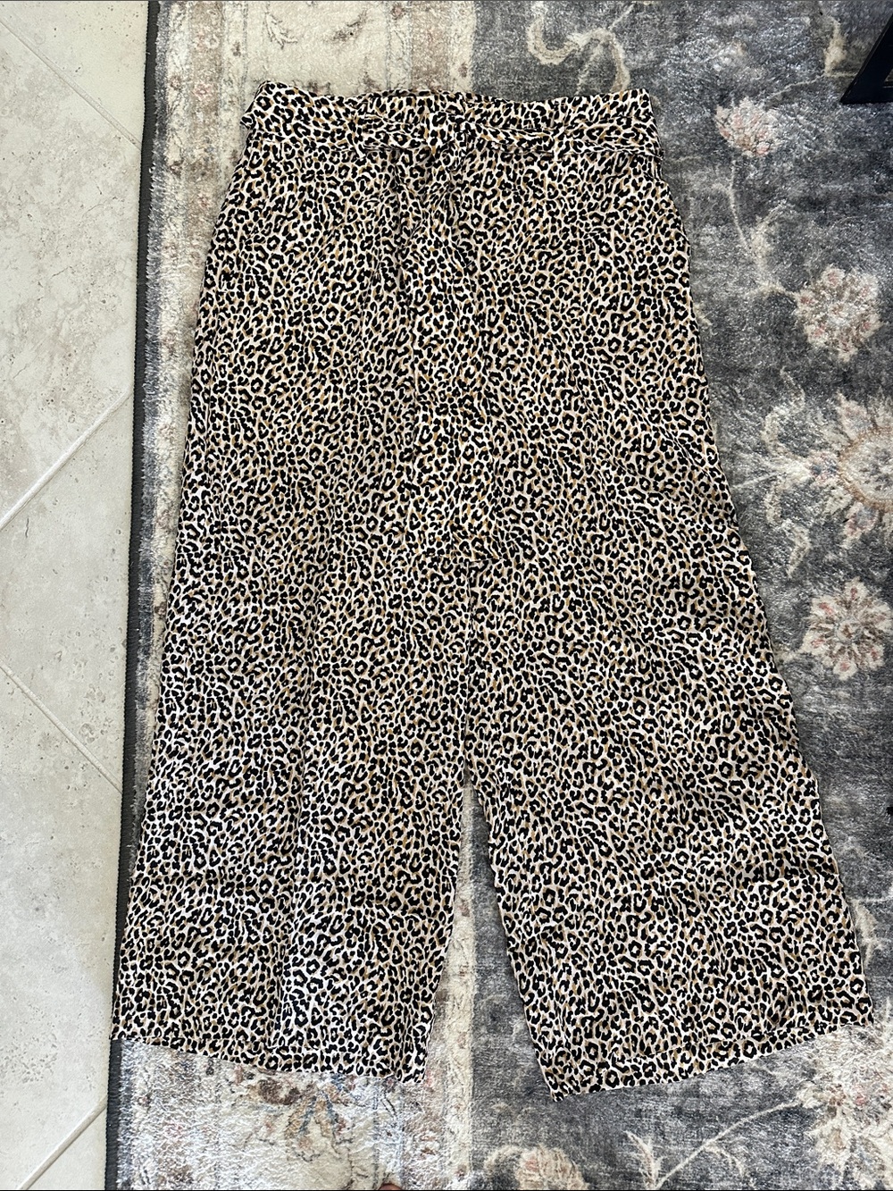 J. Crew Silk Leopard Print Wide Leg Crop Pants